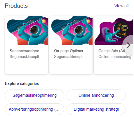 Lokal SEO - Produkter og ydelser til Google My Business - SearchComet